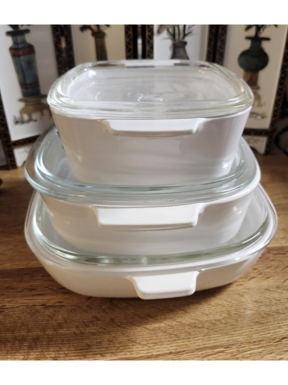 CorningWare Set of 3 Cornflower Blue Casserole Dishes w/Pyrex Lids Vintage - Picture 2 of 16